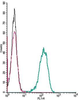 Cell surface detection of FZD2 by indirect flow cytometry in live intact human THP-1 monocytic leukemia cells: